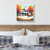 ファームハ素朴ウス&ホース秋キャンバスウォールアート キャンバスプリント (インサイチュ (寝室))