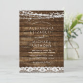 ファームハ素朴ウズストリングライツレースウッド結婚ズ 招待状 (スタンド正面)