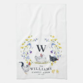 ファームハ素朴ウズチキン |ファミリ名モノグラム キッチンタオル (縦)