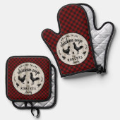 ファームハ素朴ウズライドウッドチキンクープカスタム 鍋つかみ&鍋敷きセット (正面/裏面)