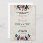 ファームハ素朴ウッドウォーターカラーフローラ結婚ズ 招待状 (正面/裏面)