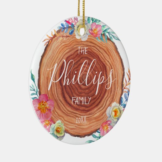 ファームハ素朴ウッドスライスファパーソナライズされたミリ セラミックオーナメント (右)