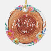 ファームハ素朴ウッドスライスファパーソナライズされたミリ セラミックオーナメント (正面)