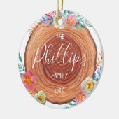 ファームハ素朴ウッドスライスファパーソナライズされたミリ セラミックオーナメント (左)