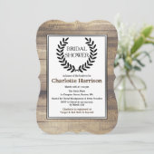 ファームハ素朴ウッドブラックローレルブライダルシャワー 招待状 (スタンド正面)