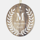 ファームハ素朴ウッドホワイトローレルファミリー名 セラミックオーナメント (左)