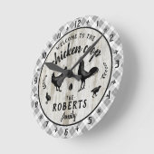 ファームハ素朴ウッド格子状チキンクープカスタム ラウンド壁時計 (傾斜)