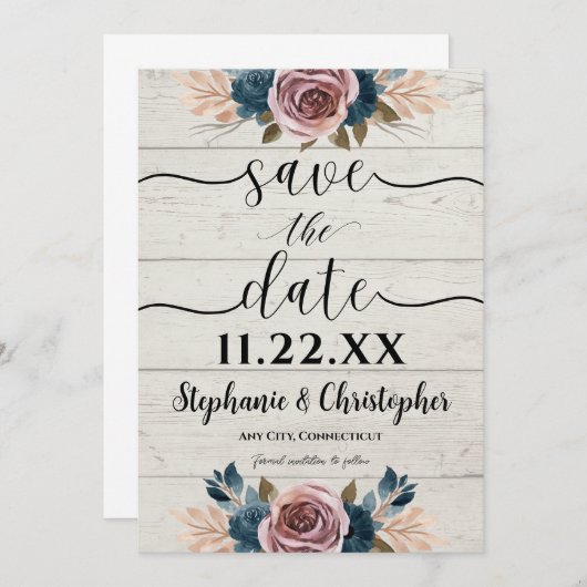 ファームハ素朴ウド水の色の保存日付 招待状 (正面/裏面)