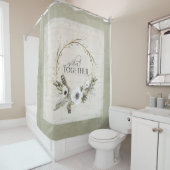 ファームハ素朴ウハウウォータカラーリースフローラウッドアート シャワーカーテン (インサイチュ)