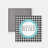 ファームハ賛美ウスブラックバッファロープレイド&ティール(緑がかった色) マグネット (正面/裏面)