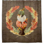 ファームハ賛美ウス素朴ウッドカボチャリーフリース シャワーカーテン (正面)