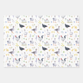 ファームハ魅力的ウス素朴チキンズフローラ ラッピングペーパーシート