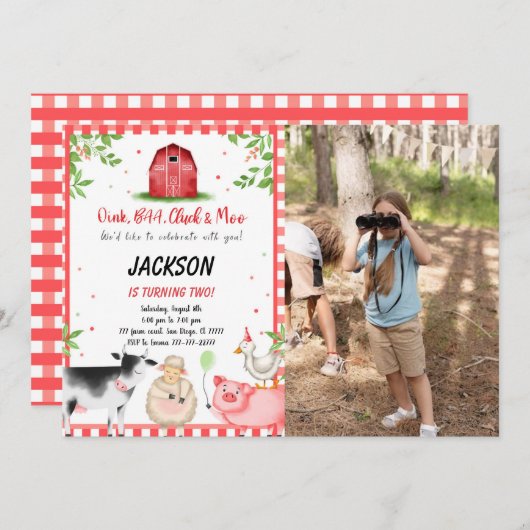 ファームバースデーパーティーの写真 招待状 (正面/裏面)