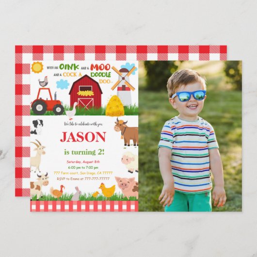 ファームバースデーパーティーの写真 招待状 (正面/裏面)