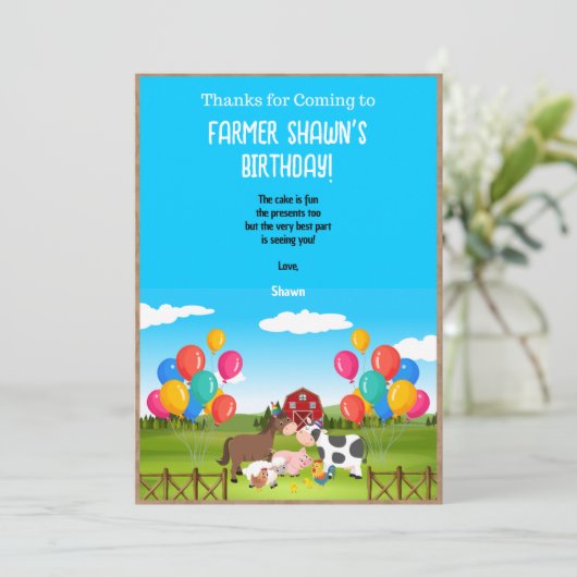 ファームバースデーパーティーサンキューカード サンキューカード (スタンド正面)