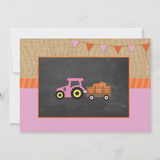 ファームバースデーパーティーパンプキントラクターフォト招待状 招待状 (裏面)