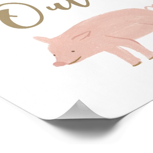 ファームバースデーパーティーピグアウトデザートテーブルサイン ポスター (角)