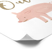 ファームバースデーパーティー 豚のデザートテーブルサイン ポスター (角)