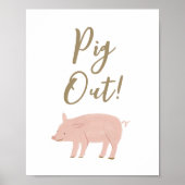 ファームバースデーパーティー 豚のデザートテーブルサイン ポスター (正面)