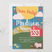 ファームバースデーモダンパーティ紙吹雪招待状 招待状 (正面)