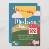 ファームバースデーモダンパーティ紙吹雪招待状 招待状 (正面/裏面)