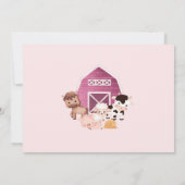 ファームバースデー1歳招待ピンク女の子1枚の写真 招待状 (裏面)