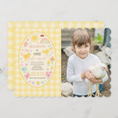 ファームバーニャードチキン1歳誕生日写真 招待状 (正面/裏面)