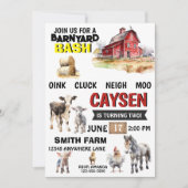 ファームバーンアニマルズウォーターカラー誕生日招待状 招待状 (正面)