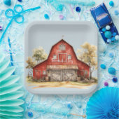 ファームバーンアニマルズカントリーウェディング ペーパープレート (パーティー)
