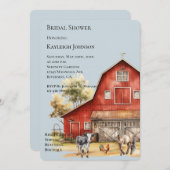 ファームバーンアニマルズカントリーブライダルシャワー 招待状 (正面/裏面)