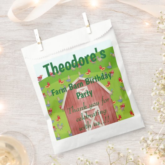 ファームバーンバースデーパーティー フェイバーバッグ (クリップ留めされた状態)