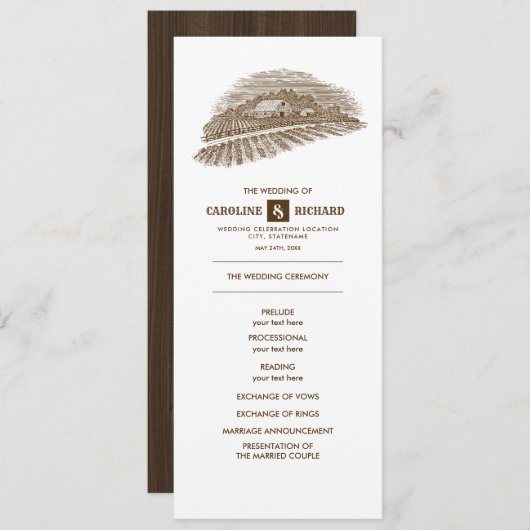 ファームバ素朴ンウッド結婚式 プログラム (正面/裏面)