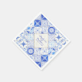 ファームバ素朴ーンエレガントなウェディングウォーターカラータイル スタンダードカクテルナプキン (角)