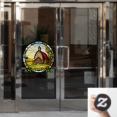 ファームパスチュアランドフェイクバーンドステンドグラス ウィンドウサイン (オフィスドア)