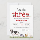 ファームパーティーのご招待：3歳の誕生日おめでとう！ 招待状 (正面)