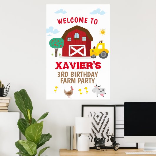 ファームパーティーの署名、ファームの誕生日のウェルカムサイン ポスター (ホームオフィス)