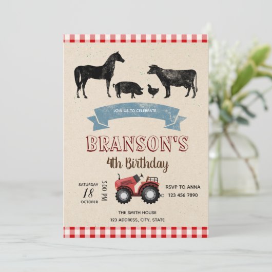 ファームパーティーの誕生日の招待 招待状 (スタンド正面)