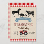 ファームパーティーの誕生日の招待 招待状 (正面/裏面)