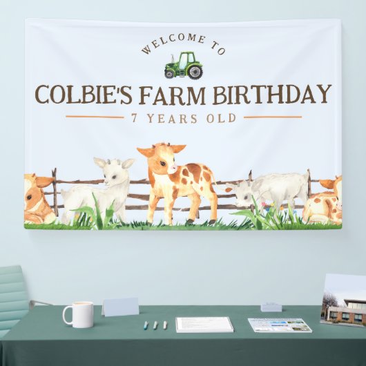 ファームパーティーバナー – ペット動物園の動物 横断幕 (トレードショー)