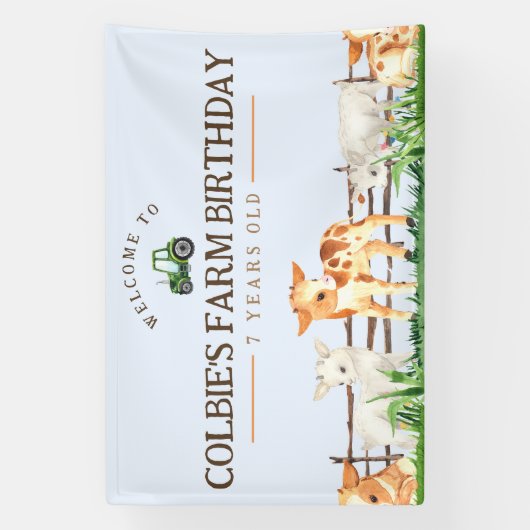 ファームパーティーバナー – ペット動物園の動物 横断幕 (縦)