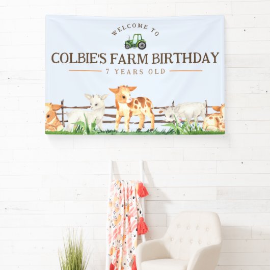 ファームパーティーバナー – ペット動物園の動物 横断幕 (インサイチュ)