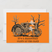 ファームパーティーファームトラクタ幽霊たちハロウィーンのカボチャのちょうちん 招待状 (正面)
