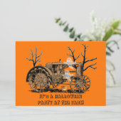 ファームパーティーファームトラクタ幽霊たちハロウィーンのカボチャのちょうちん 招待状 (スタンド正面)