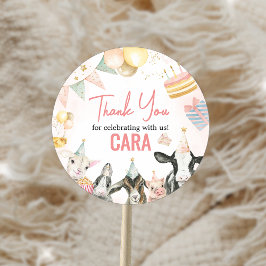 ファームパーティー動物の誕生日パーティー ラウンドシール