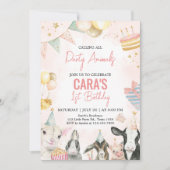 ファームパーティー動物の誕生日パーティー 招待状 (正面)