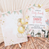 ファームパーティー動物の誕生日パーティー 招待状