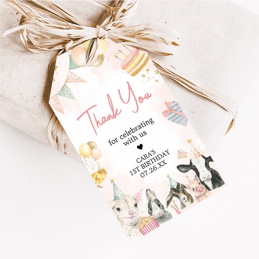 ファームパーティー動物バースデーパーティーメッセージカード ギフトタグ