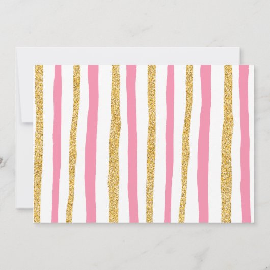 ファームパーティー動物ピンクトラクター写真 招待状 (裏面)