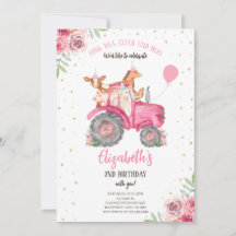 ファームパーティー動物ピンクトラクター