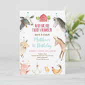 ファームパーティー動物誕生日 招待状 (スタンド正面)